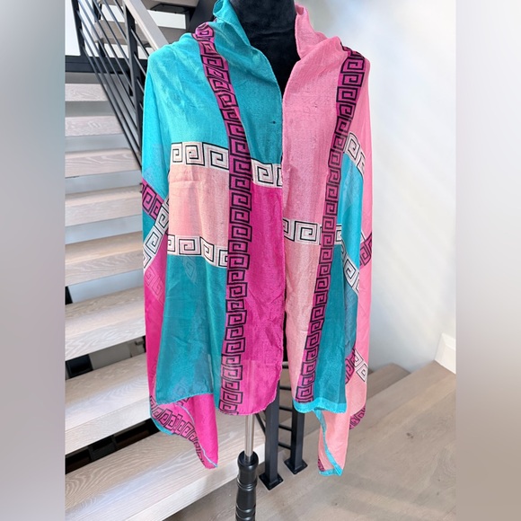 Accessories - Y2K Vintage Beach Vacation Colorful Geometric Patterned Scarf 67*27
